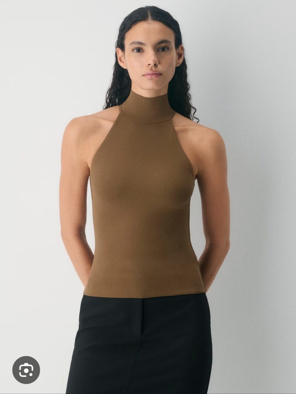 Aritzia Original Contour Neptune Halter Top Brown Large